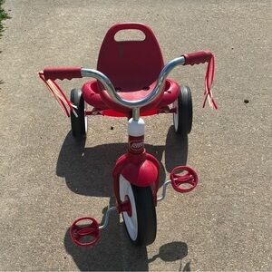 Red Kids Tricycle with Handlebar Streamers - Classic Ride-On